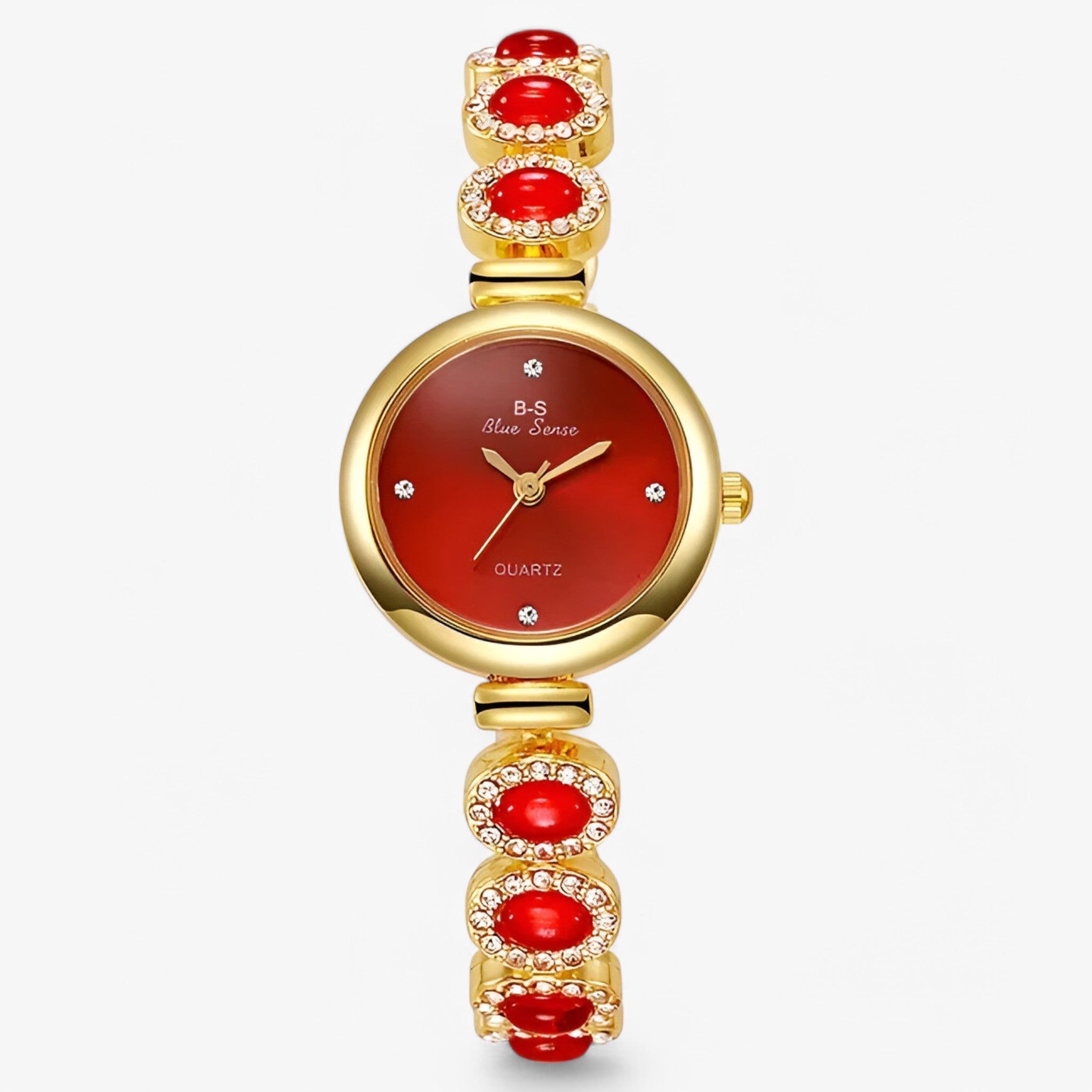 Orologio da donna con pietre verdi e design ispirato ai brand di lusso - Rossa - brand design donna female watch ispirato orologio orologio donna pietre verdi watch for women - Concept Palermo
