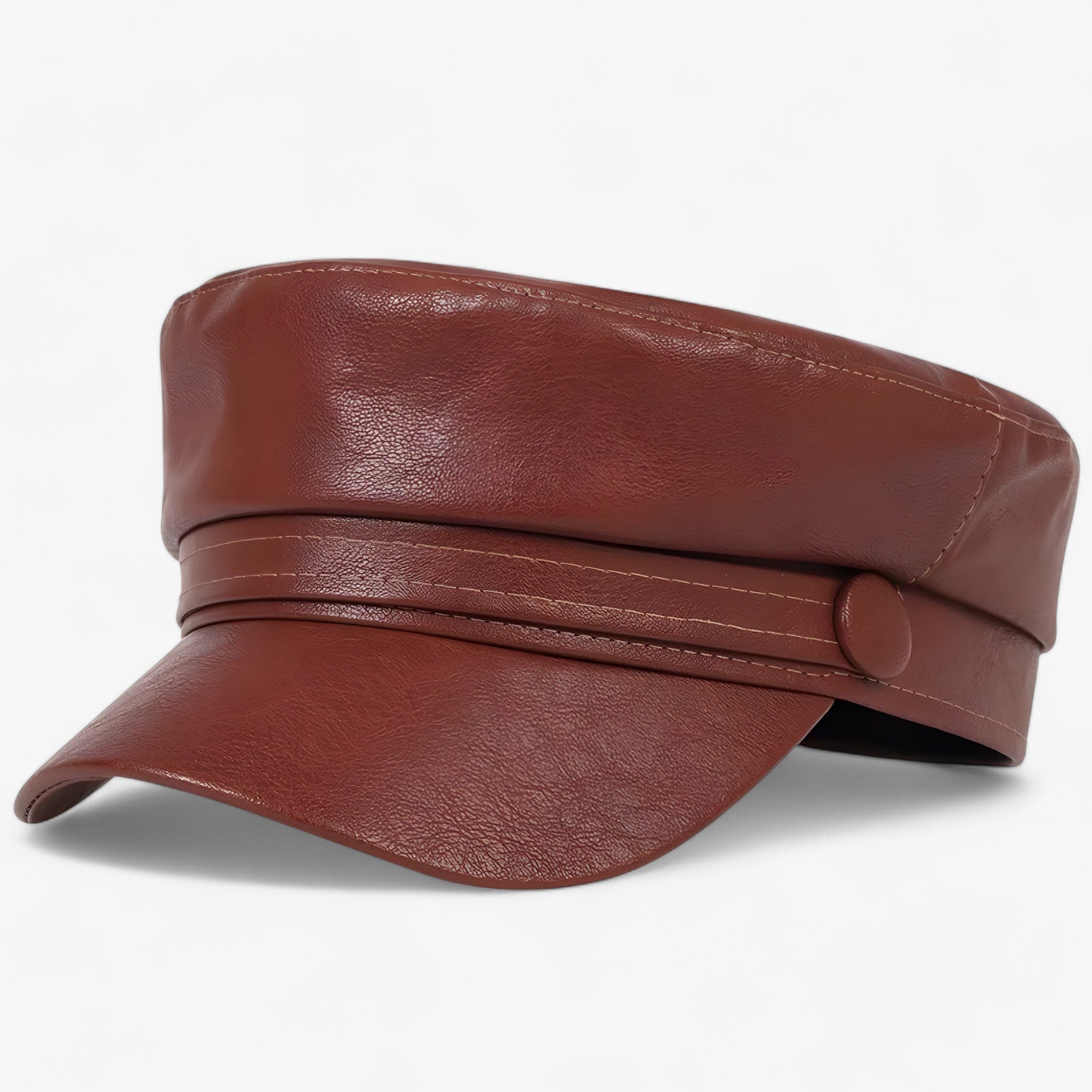 Cappello Donna Nova piatto ottagonale in pelle PU nero elegante - Caffè - cappello cappello donna donna nova ottagonale pelle piatto women's hat - Concept Palermo