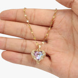 Gouden hartketting met glinsterende kristallen Lana dames