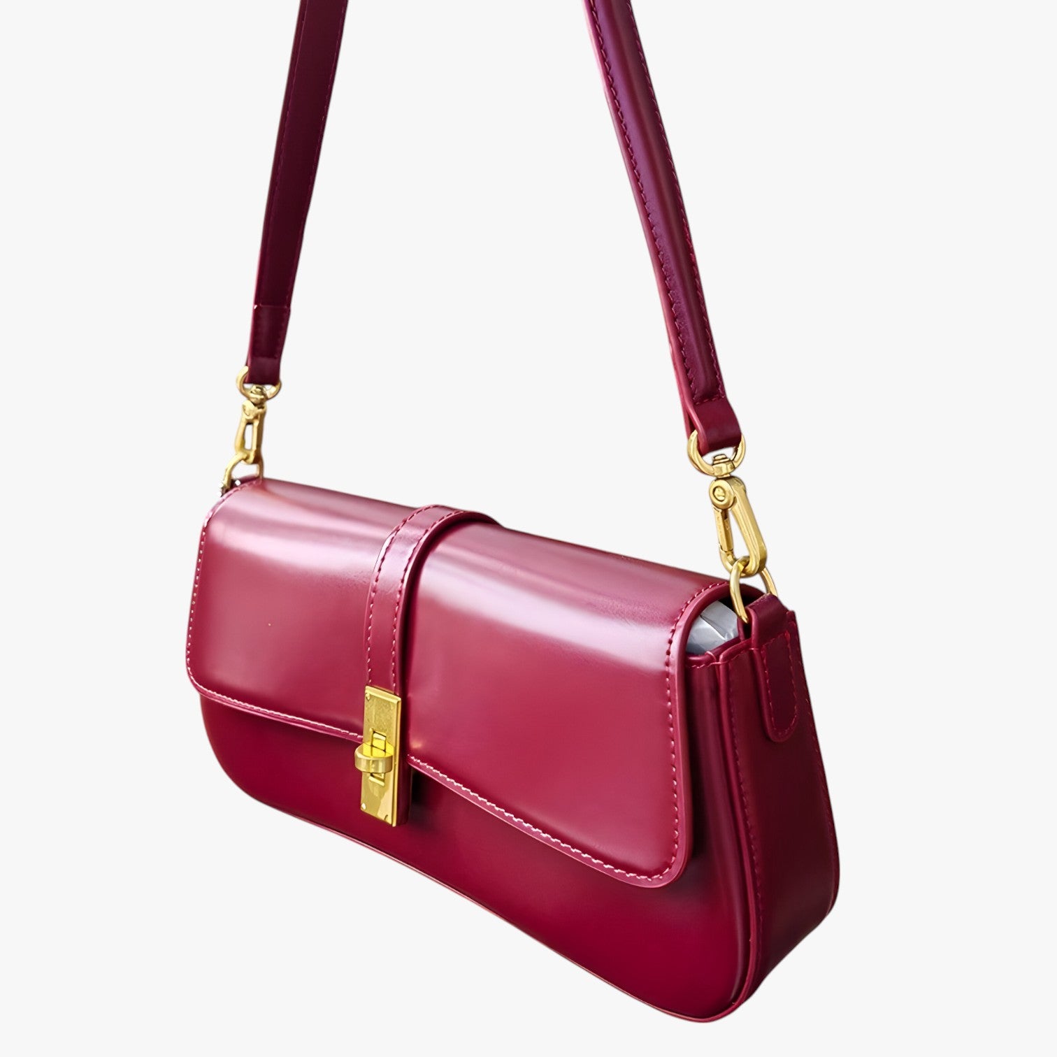 Borsa Baguette Donna in Vera Pelle Nera di Lusso, Elegante e Compatta - - bag Bags baguette borsa borsa baguette donna handbags pelle Shoulder Bags vera women bags Women's handbags - Concept Palermo