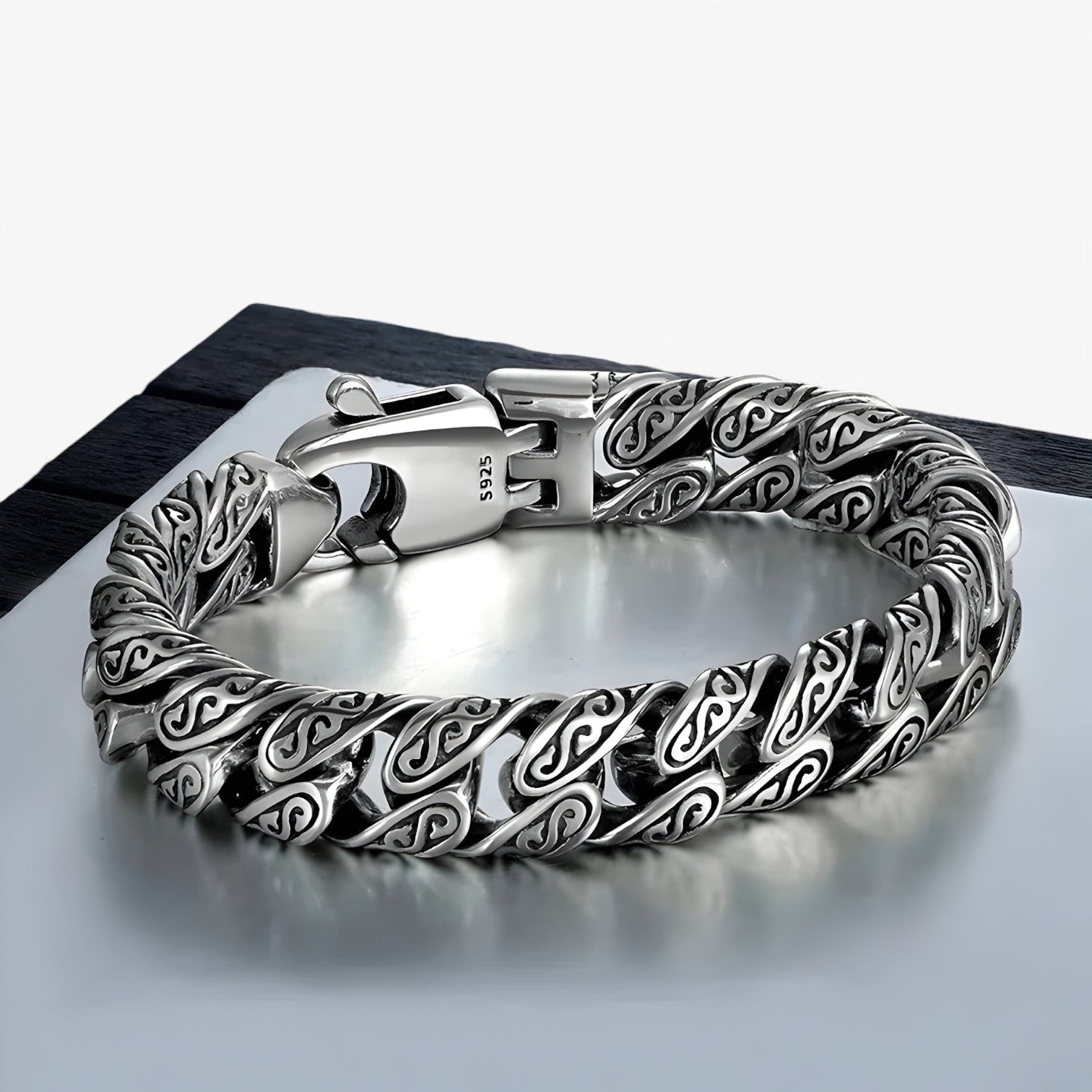 Bracciale in Argento Sterling con Motivo Unico Uomo - - bracciale bracciale sterling BRACELET jewelry mens accessory mens bracelet motivo sterling uomo - Concept Palermo