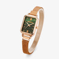 Reloj cuadrado de mujer con esfera verde y correa magnética