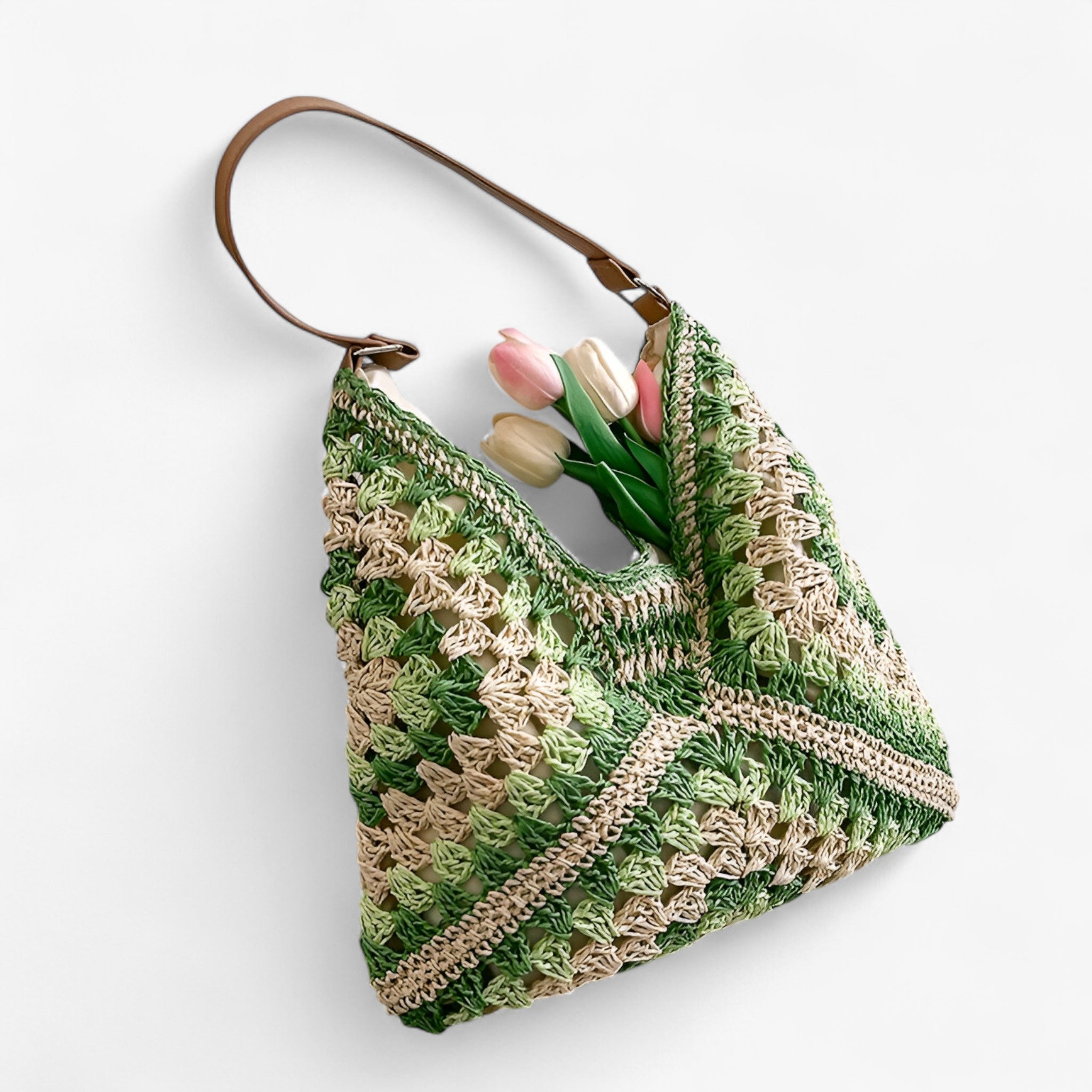 Borsa Donna Grande in Paglia Naturale Marrone con Manici in Vera Pelle - Stile Estivo Chic - - borsa borsa spalla donna estiva gracia | borsa a spalla estiva - €25 spalla - Concept Palermo