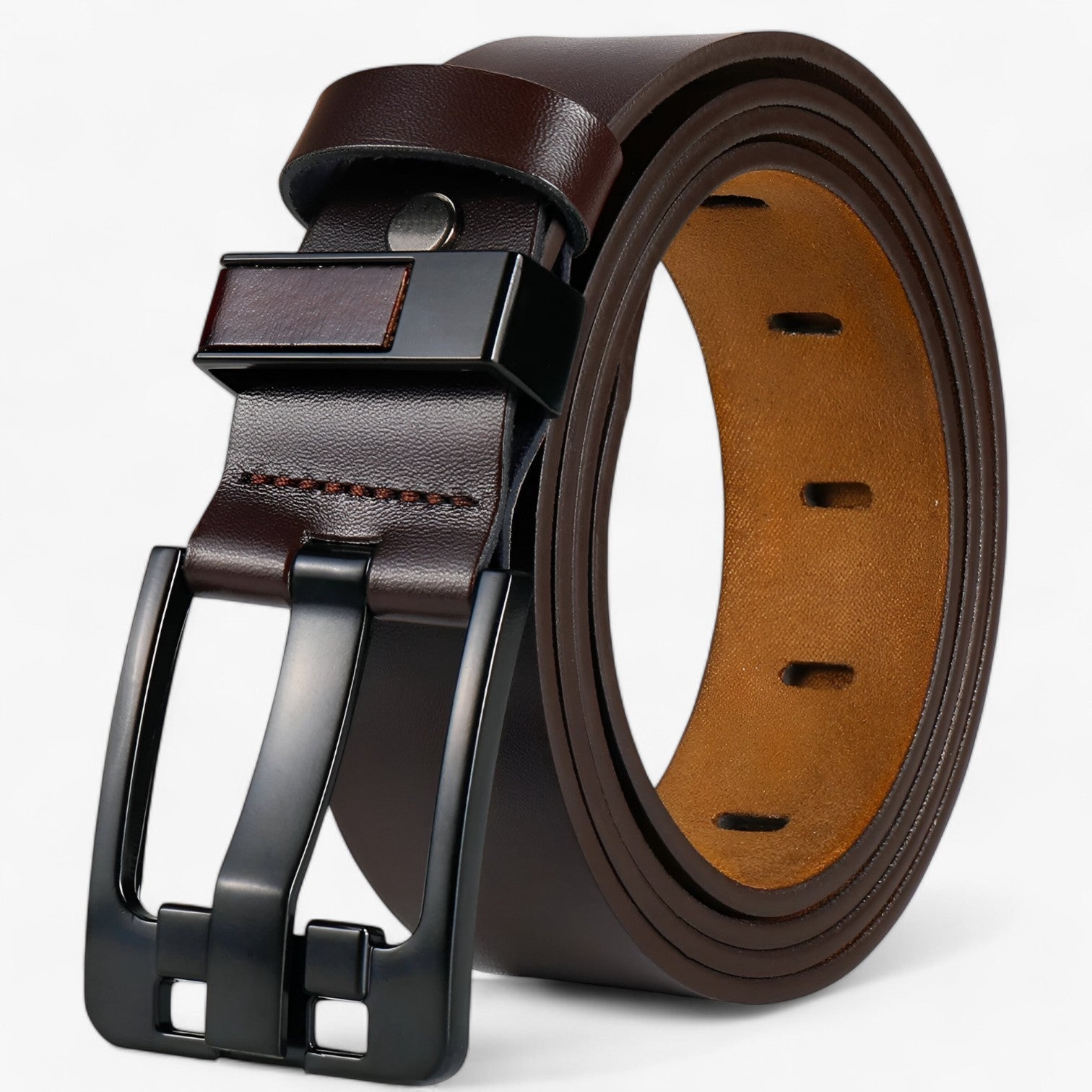 Cintura da Uomo in Pelle di Mucca - Sostenibile per Ogni Occasione - Caffè - belts cintura cintura uomo mens accessory Mens belt mucca occasione ogni pelle sostenibile - Concept Palermo
