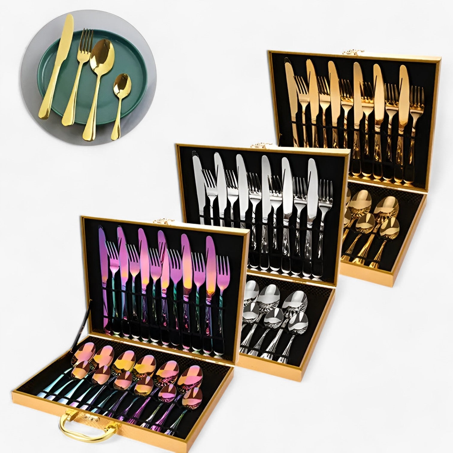 Set di Posate da 24 Pezzi - Sostenibile Utensili in Acciaio Inossidabile - - acciaio inossidabile Kitchen kitchen & dining kitchen accessory kitchen tools kitchen utensil pezzi posate posate pezzi sostenibile utensili - Concept Palermo