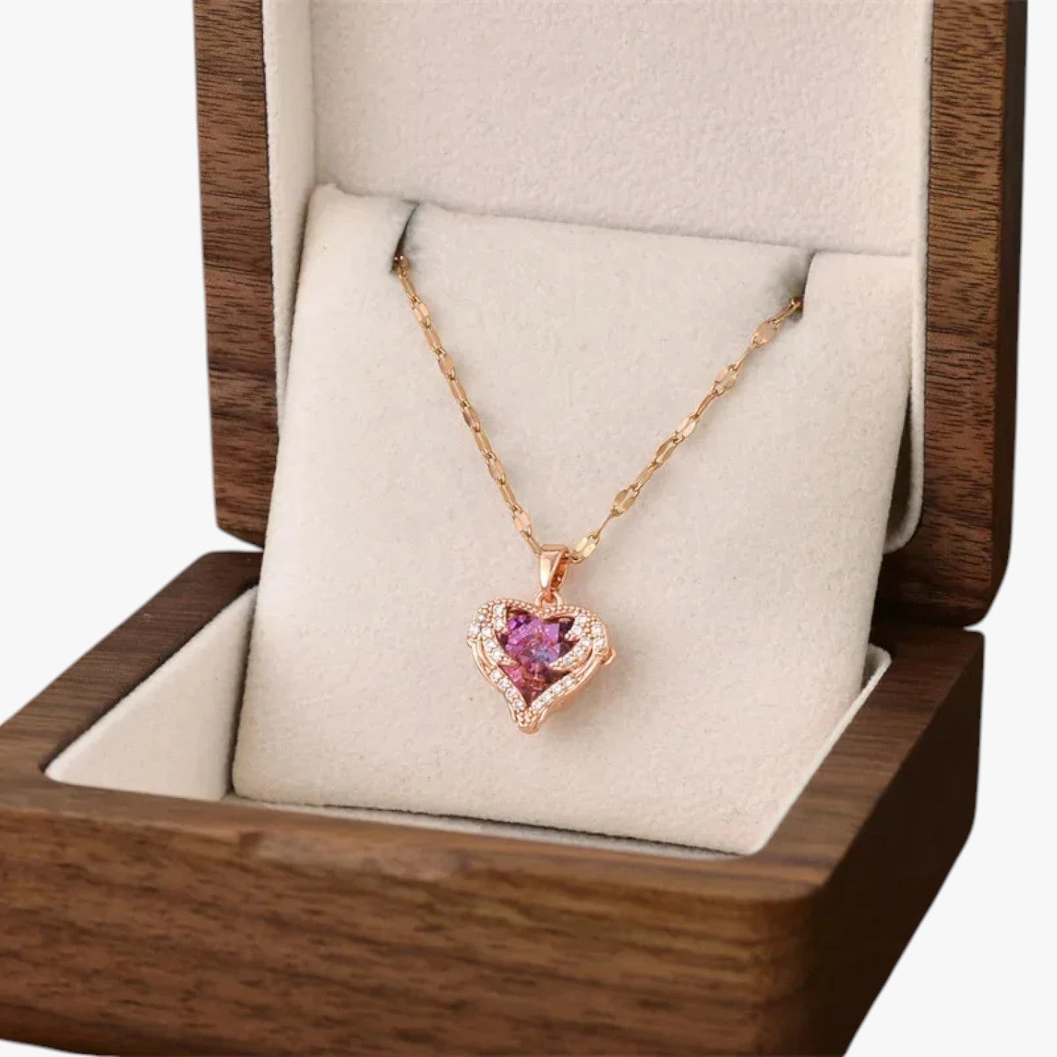 Collana Cuore Oro con Cristalli Brillanti Lana Donna - Colore Oro Rosa - brillanti collana collana cuore cristalli cuore donna elegant womens necklaces Fashion Necklaces jewelry lana necklace NECKLACES Necklaces for Women - Concept Palermo