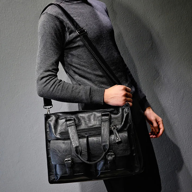 Borsa a spalla borsone in PU con manico in pelle tote borsa a tracolla laptop viaggio uomo business messaggero Boston crossbody laterale uomo borsa - - borsa borsa spalla borsone boston business crossbody laptop laterale Linen Men overig - Concept Palermo