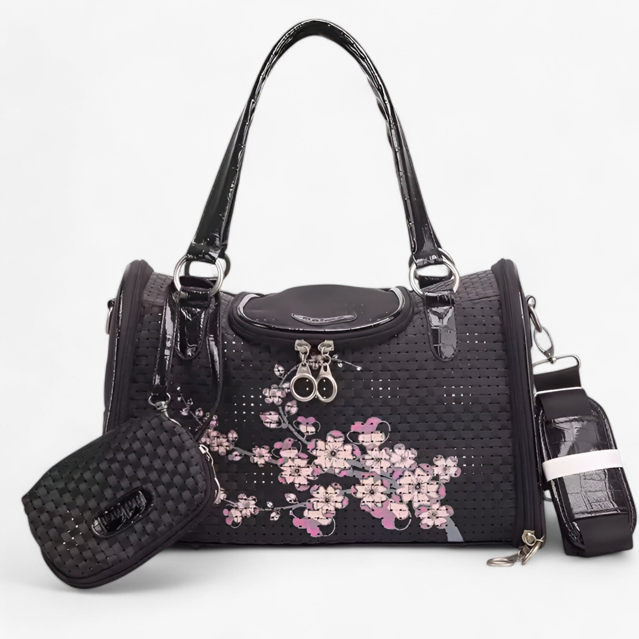 Borsa Trasportino Cane in Pelle PU e Lino, Elegante e Resistente, per Piccoli Cani - - borsa borsa cani cani lino pelle pets & supplies - Concept Palermo