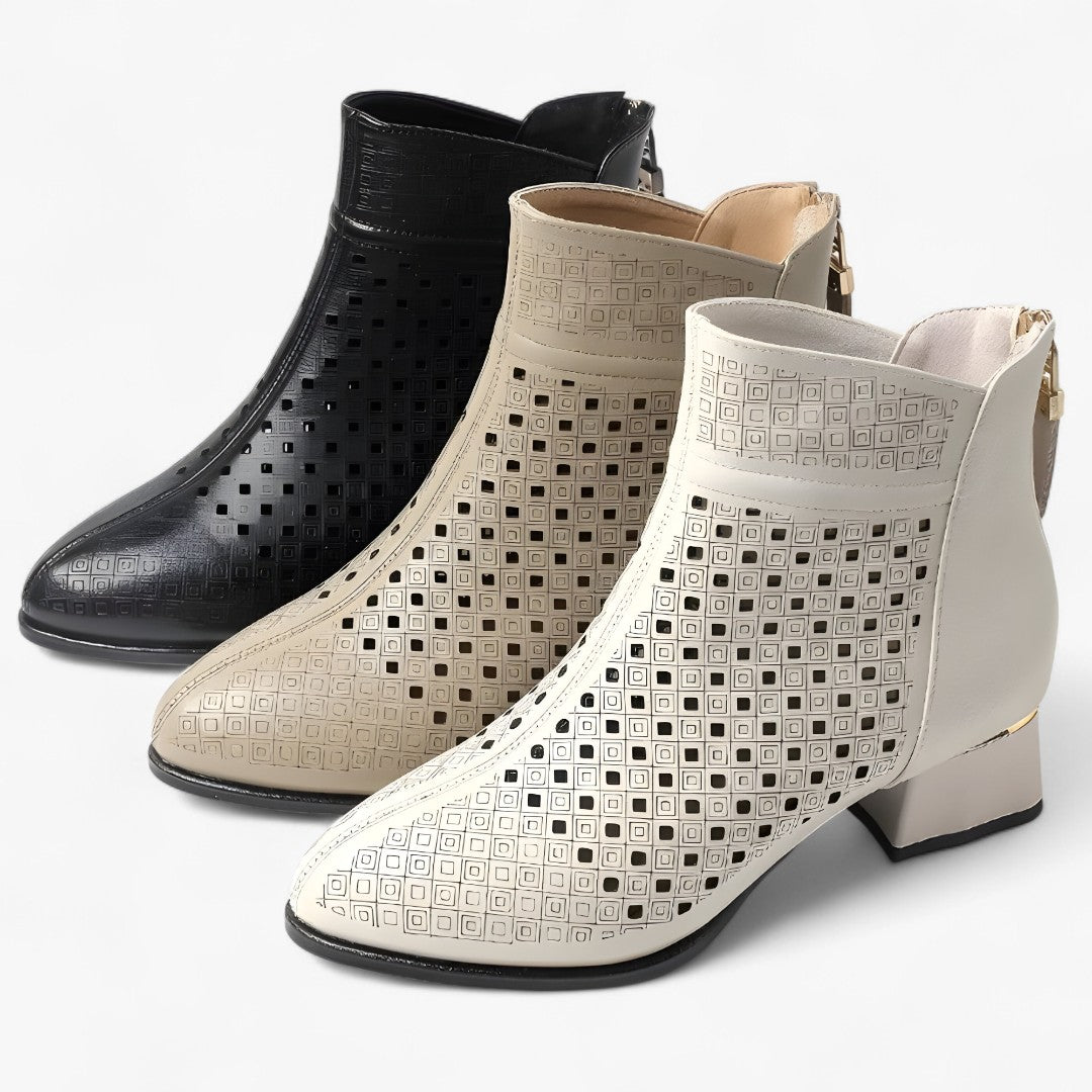 Stivaletti Donna Neri in Vera Pelle con Tacco Alto Eleganti, Punta Tonda - - donna estivi pelle punta schoenen shoes stivaletti stivaletti estivi tacco - Concept Palermo