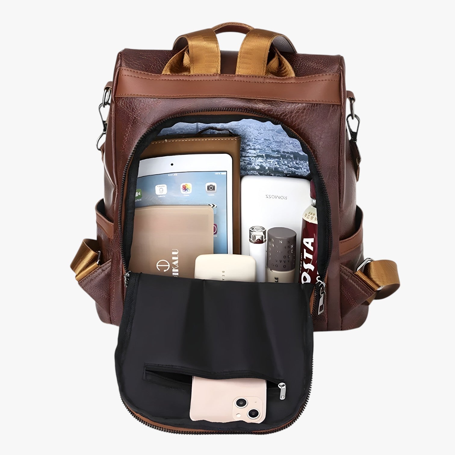 Zaino Donna in Vera Pelle Nera per Scuola, Viaggi e Lavoro - Elegante e Spazioso - - Bags donna pelle scuola scuola viaggi Shoulder Bags viaggi women bags - Concept Palermo