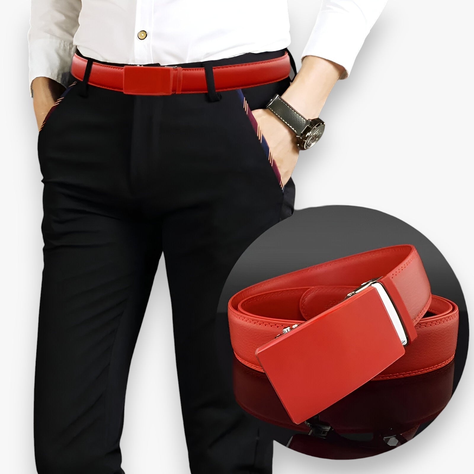 Cintura Uomo Bianca in Pelle Vegana - Designer Sostenibile - - belts bianca cintura cintura bianca designer mens accessory Mens belt sostenibile uomo - Concept Palermo