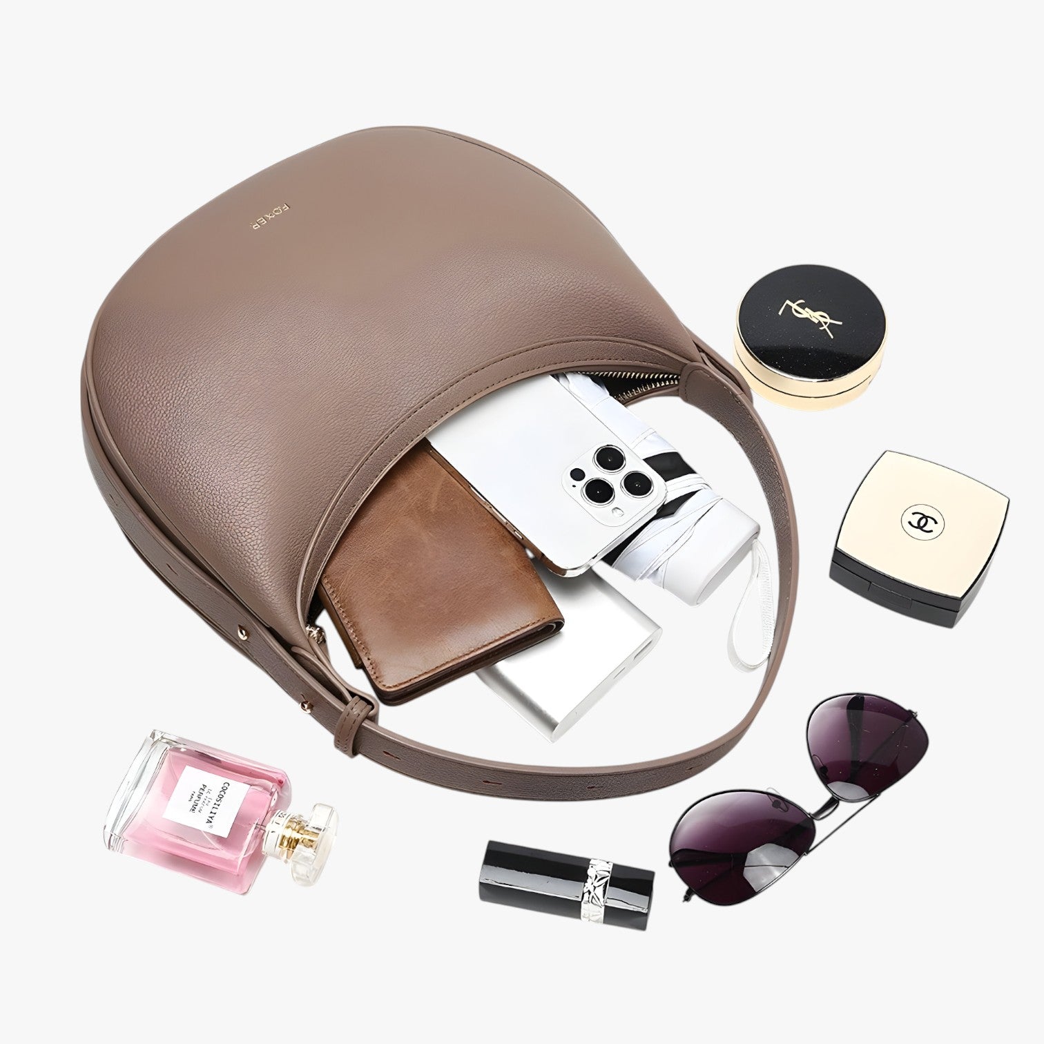 Borsa Donna a Mezza Luna Elegante in Pelle Sintetica Nera con Tracolla Regolabile - - bag Bags borsa borsa mezza donna handbags luna mezza women bags Women's handbags - Concept Palermo