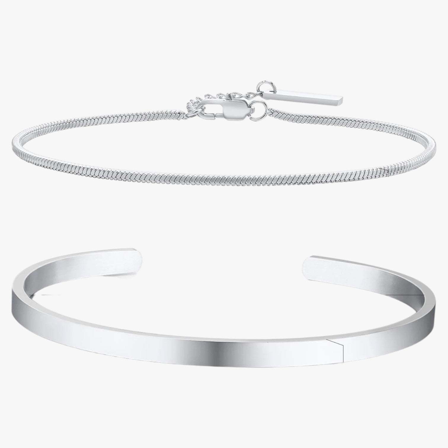 Set Bracciali Uomo in Acciaio con Dettagli Neri - - acciaio bracciali bracciali uomo BRACELET bracelet for men BRACELETS dettagli jewelry mens bracelet neri uomo - Concept Palermo