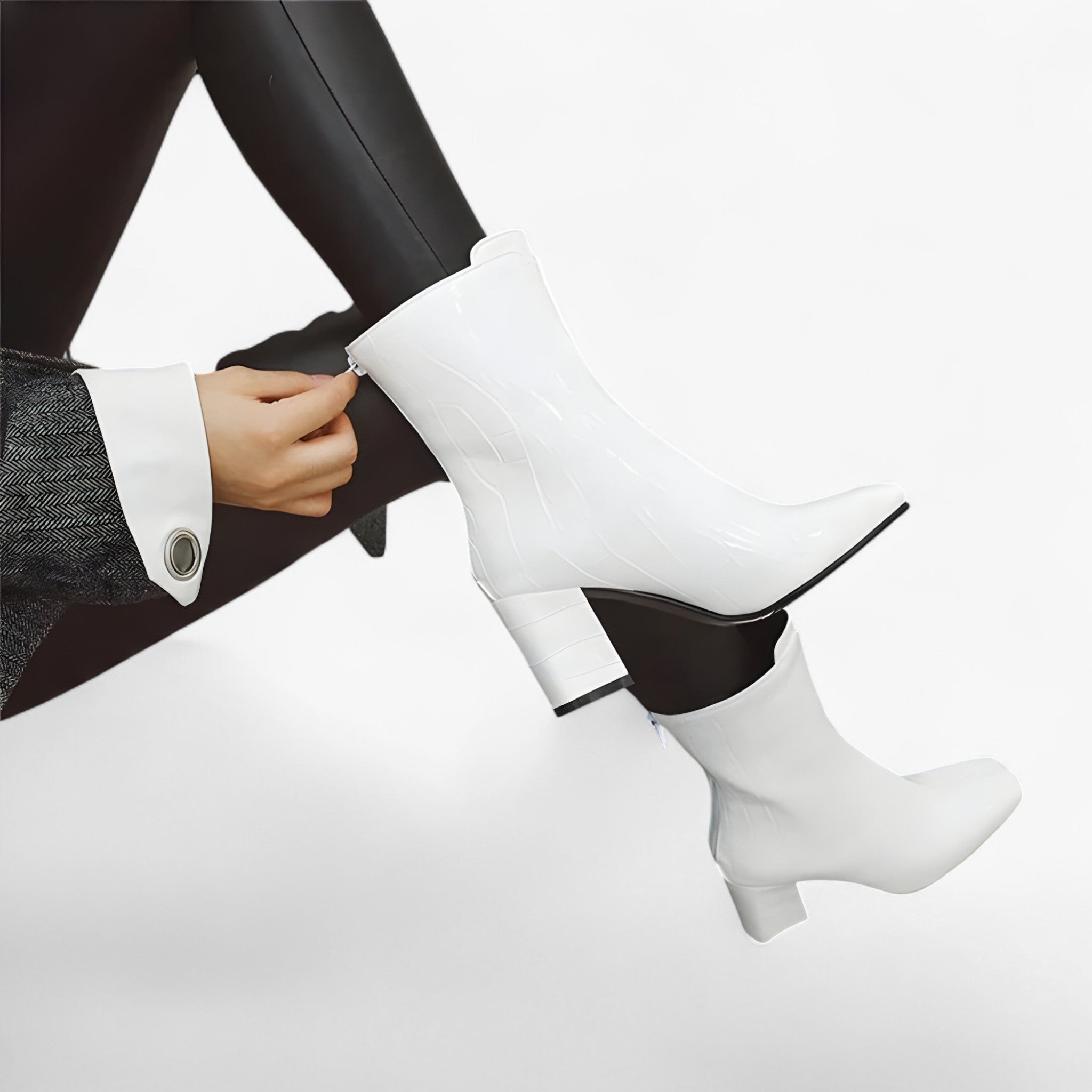 Stivaletti in pelle effetto coccodrillo lucido - - BOOTS Boots & Shoes coccodrillo effetto lucido pelle shoes stivaletti stivaletti pelle - Concept Palermo