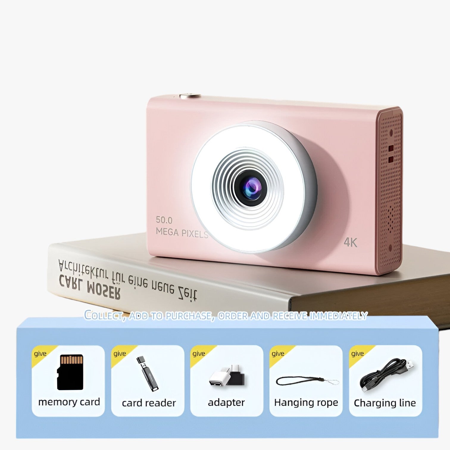 4K Retro Camera Hoge definitie en draagbaar ontwerp - Scheda rosa da 64GB - camera definitie draagbaar gadget gadgets hoge ontwerp retro retro camera - Concept Palermo