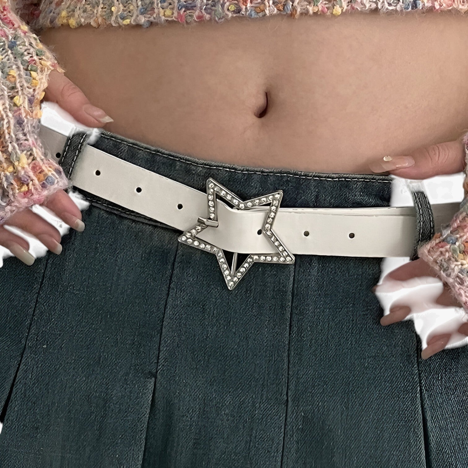 Cintura Y2K con strass per jeans - - belt Belts cintura cintura strass jeans strass waist belt for women Womens belt - Concept Palermo