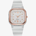 Reloj de mujer de silicona con esfera grande y detalles de strass