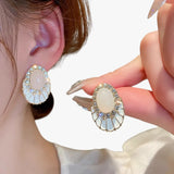 Hangende oorbellen in witte olie Dames