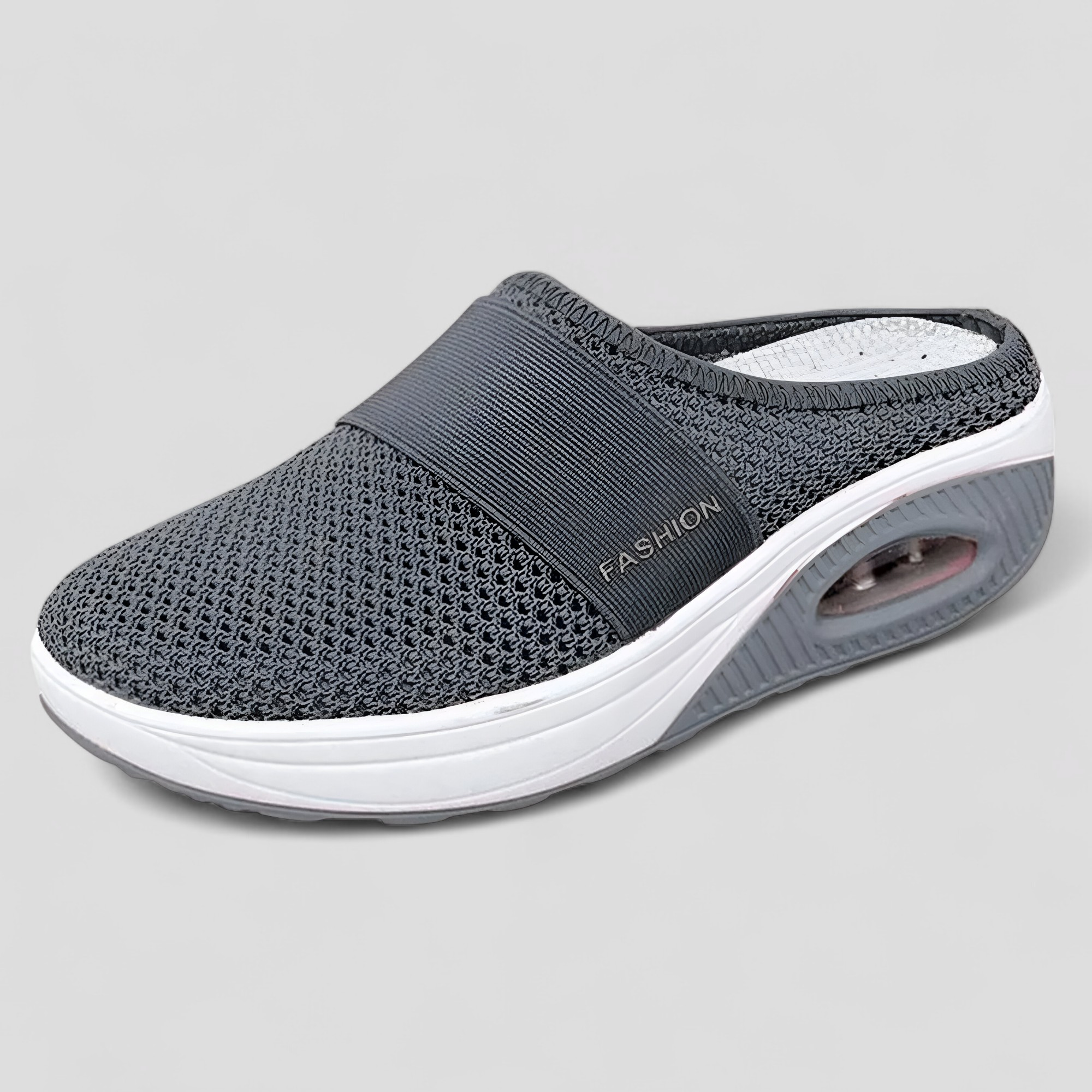 Parrucca Uomo Slip-On Traspirante in Mesh con Piattaforma e Suola Ammortizzata ad Aria - Grigio scuro - aria imbottita mesh parrucca parrucca slip piattaforma shoes slip - Concept Palermo
