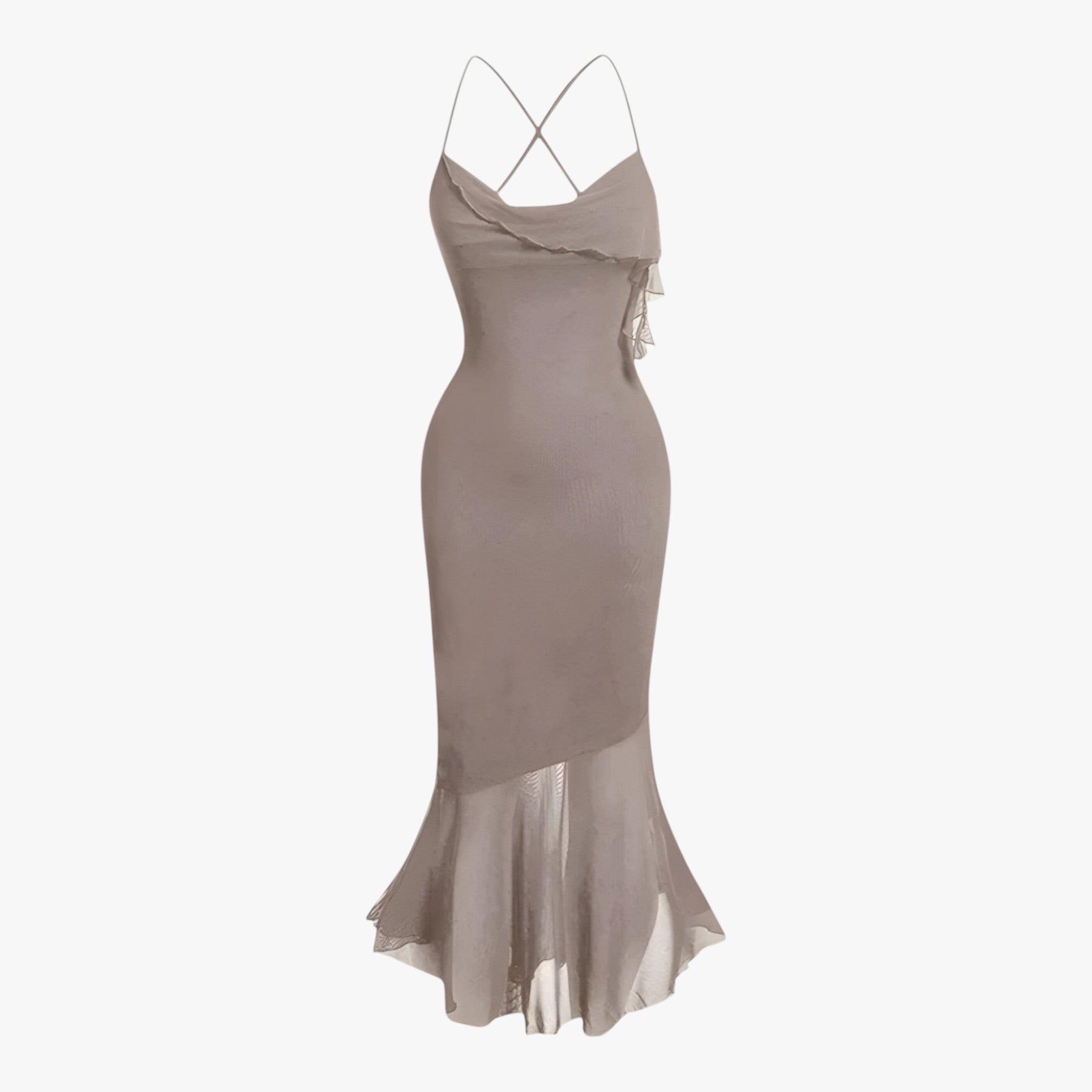 Abito drappeggiato midi - Senza tempo e seducente Donna - Marrone - abito abito drappeggiato donna drappeggiato dresses midi seducente tempo - Concept Palermo