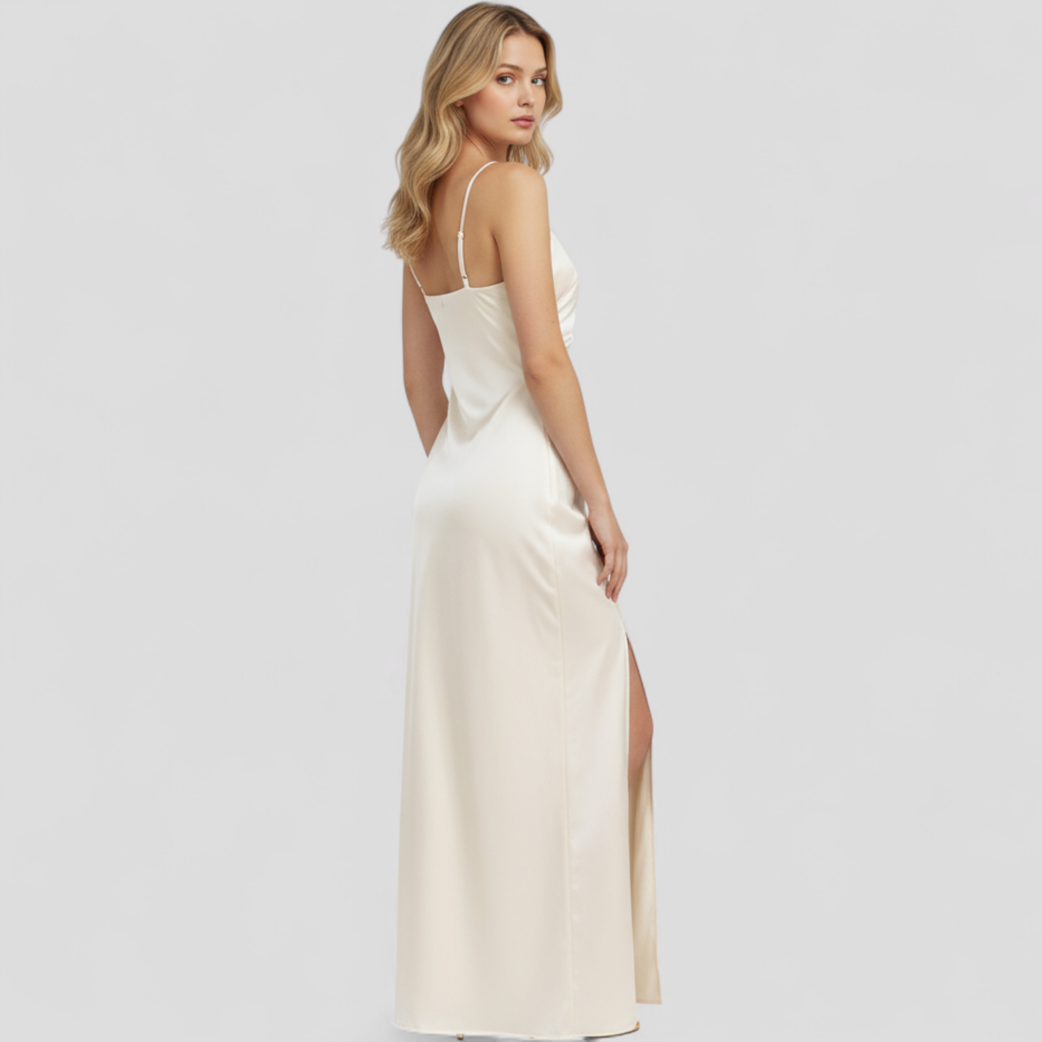 Abito lungo in satin con spacchi laterali e spalline sottili Seta Donna - - abito abito satin casual dresses donna DRESS dresses female dress laterali Maxi Dresses satin seta sottili WOMEN - Concept Palermo