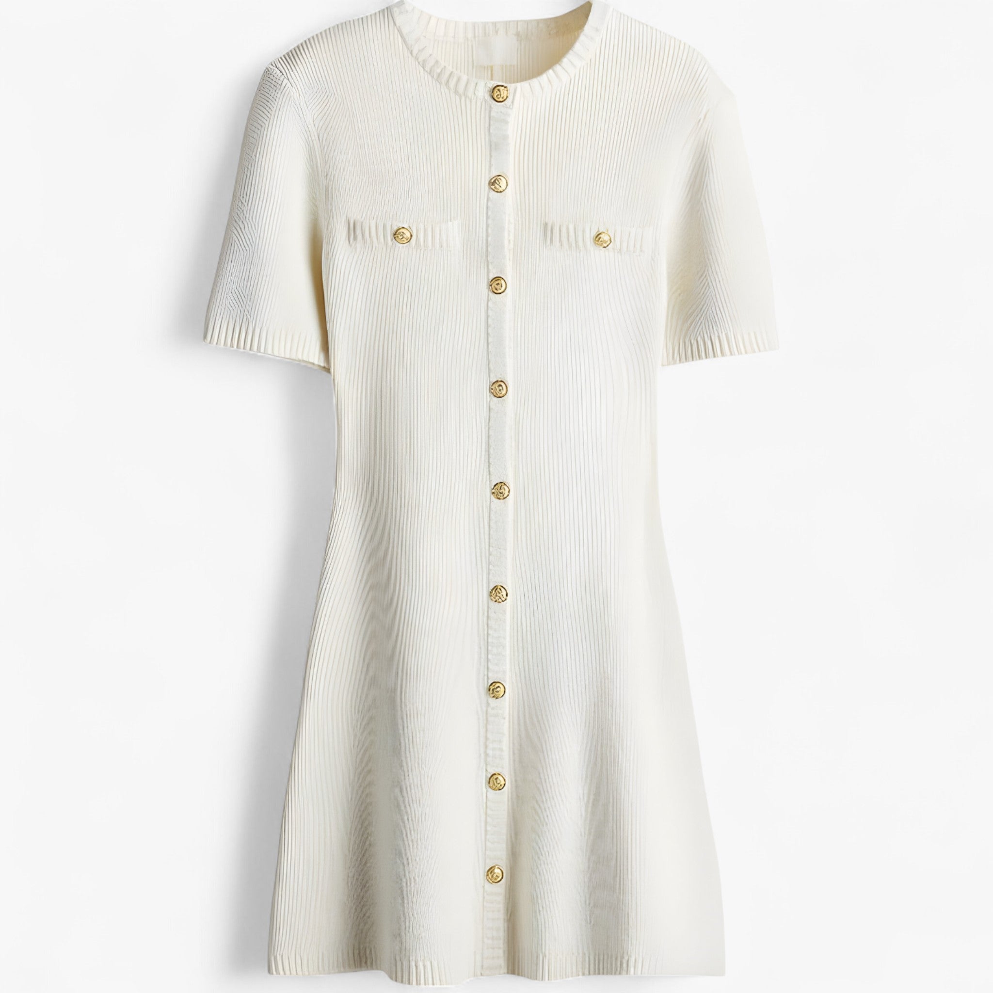 Miniabito in maglia a coste con dettagli dorati Donna - - coste dettagli donna dorati Dresses female dress maglia Maxi Dresses Mini Dresses miniabito miniabito maglia - Concept Palermo