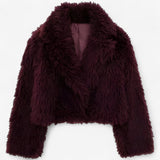 Rode jas met bontlook en modern design voor heren