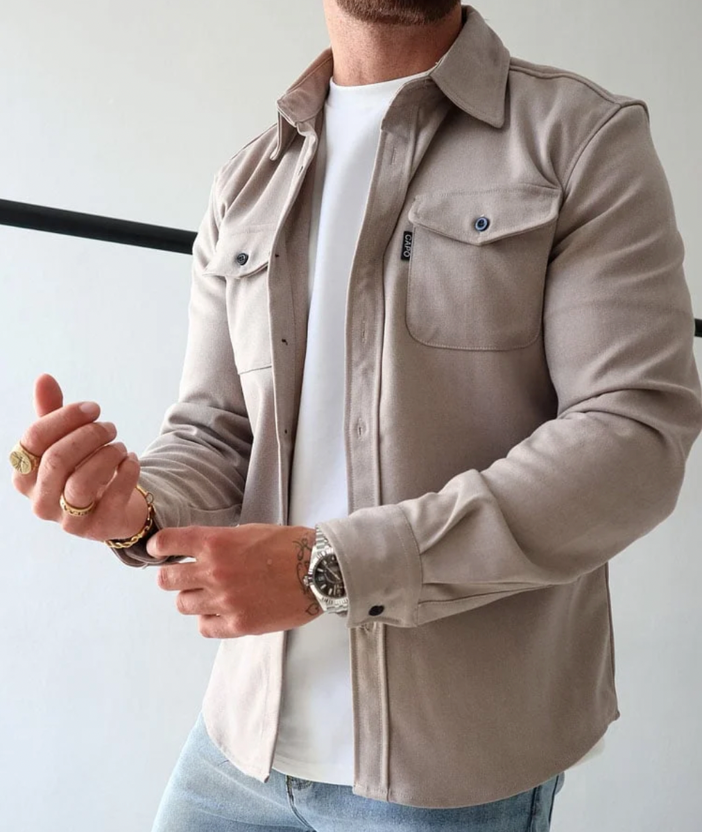 Elegante Overshirt da Uomo con Pratiche Tasche sul Petto