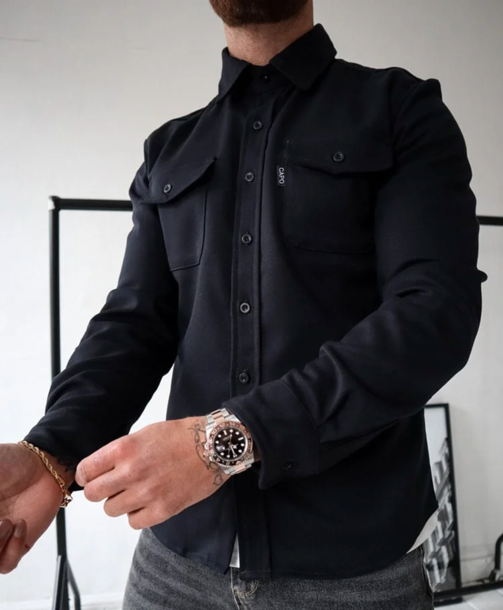 Elegante Overshirt da Uomo con Pratiche Tasche sul Petto