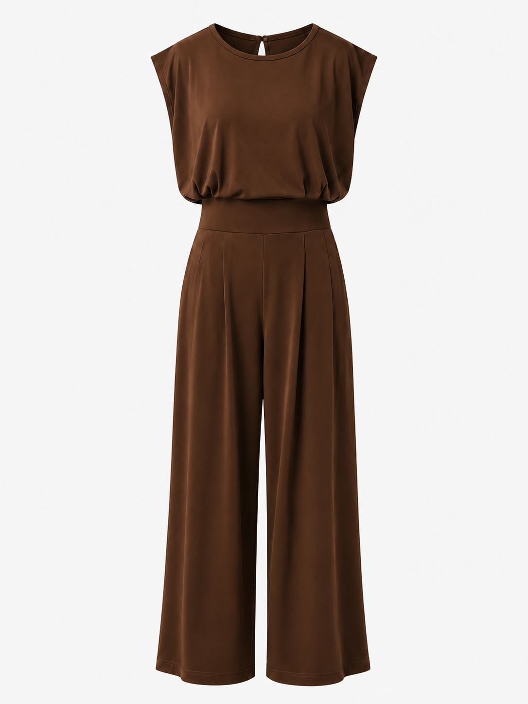 Tuta Donna Elegante a Gamba Larga in Poliestere – Stile Moderno e Raffinato - Marrone - abbigliamento per eventi abbigliamento sensuale completa donna moda donna one-pieces stile moderno tuta tuta casual tuta donna tuta elegante tuta femminile tuta in poliestere tuta versatile versatile vestibilità comoda - Concept Palermo