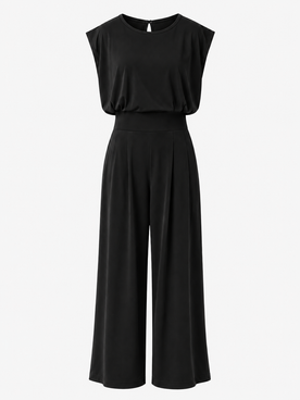 Tuta Donna Elegante a Gamba Larga in Poliestere - Stile Moderno e Raffinato - Nero - abbigliamento per eventi abbigliamento sensuale completa donna moda donna one-pieces Polyester Solid stile moderno tuta tuta casual tuta donna tuta elegante tuta femminile tuta in poliestere tuta versatile versatile vestibilità comoda Women - Concept Palermo