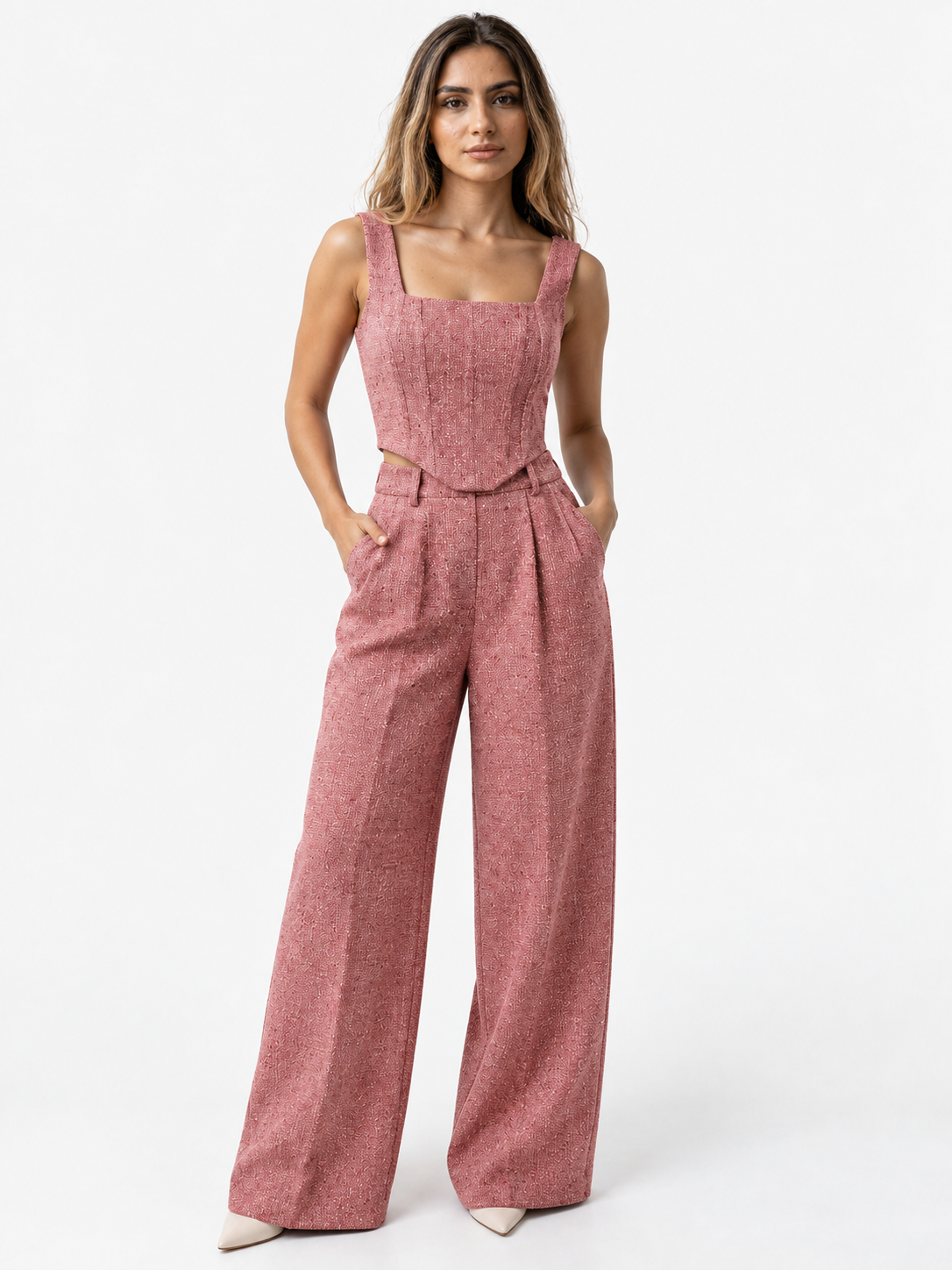 Tuta Elegante Donna a Spina di Pesce su Misura con Blazer Coordinato - - blazer donna jumpsuit Linen misura outfit sets pesce Solid spina suits and pants tuta tuta spina woman Women - Concept Palermo