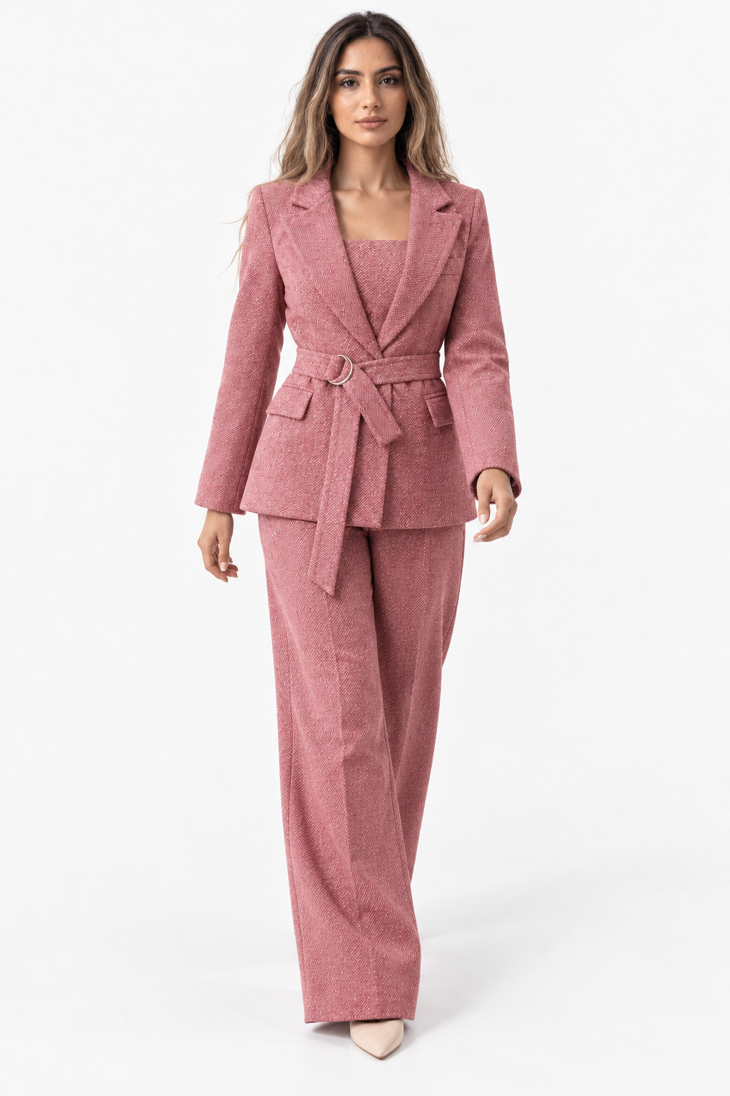 Tuta Elegante Donna a Spina di Pesce su Misura con Blazer Coordinato - - blazer donna jumpsuit Linen misura outfit sets pesce Solid spina suits and pants tuta tuta spina woman Women - Concept Palermo