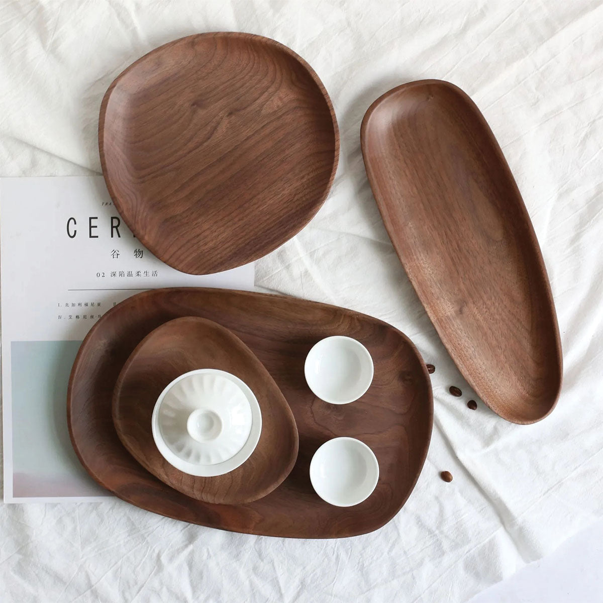 Piatti in Noce e Acacia Servizio da Tavola in Legno per Intrattenimento Stile - - acacia Decor home & garden intrattenimento Kitchen legno noce piatti piatti noce servizio Tableware - Concept Palermo
