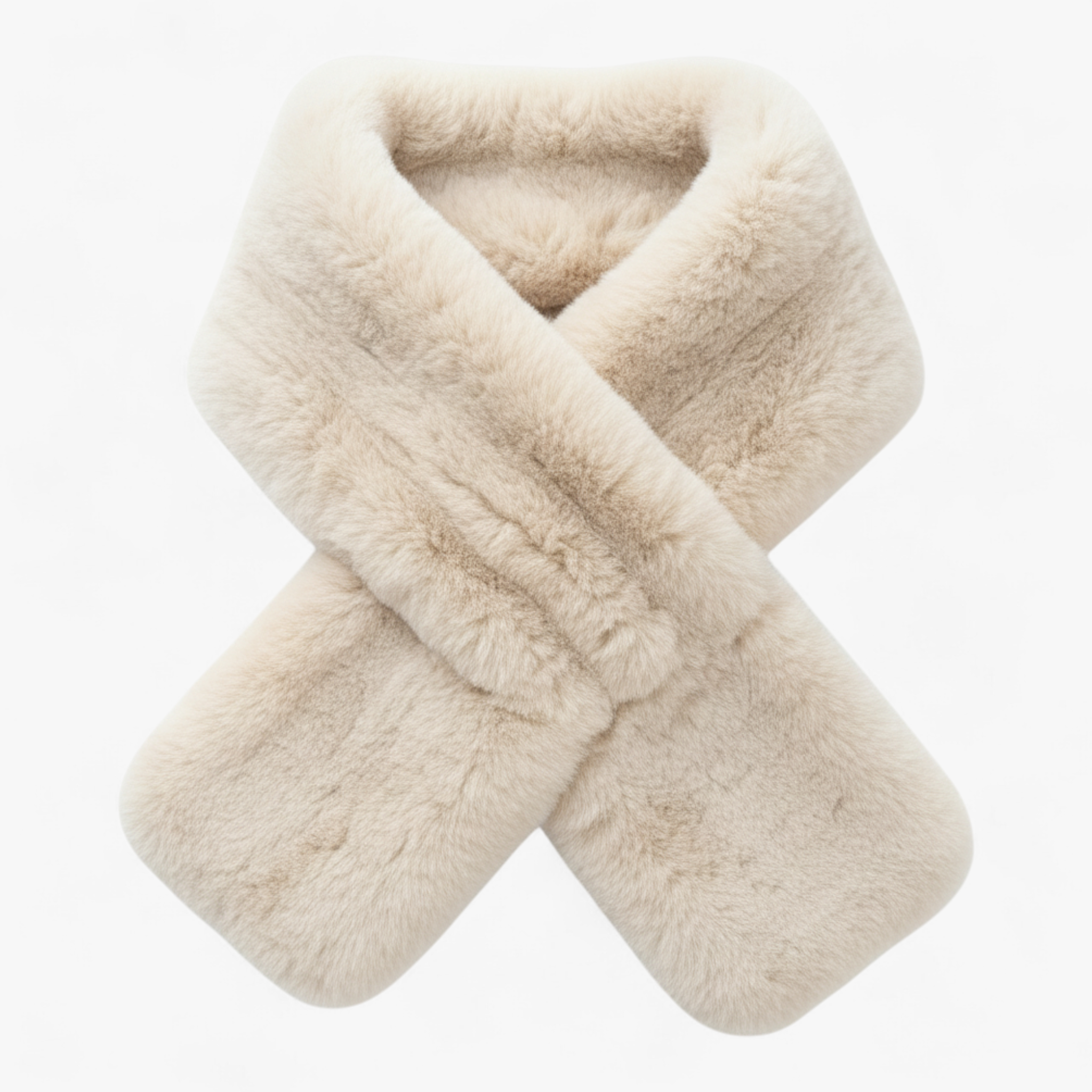 Sciarpa di Pelliccia per Donne - Bianco Beige Lunghezza 88cm - accessorio elegante donne moda invernale pelliccia pelliccia di coniglio rex sciarpa sciarpa calda sciarpa corta sciarpa di lusso sciarpa di pelliccia sciarpa invernale sciarpa naturale sciarpa pelliccia sciarpe - Concept Palermo
