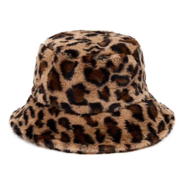 Inverno Cow Leopard cappello a secchiello in pelliccia sintetica Velluto - Leopardo cachi - accessoires bags cappello inverno inverno leopard leopard pelliccia secchiello sintetica tassen - Concept Palermo