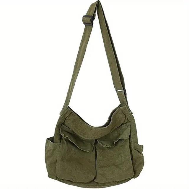 JOSEPHINA - Borsa a tracolla vintage in tela per donna - verde militare - Bags borsa donna handbags josephina Shoulder Bags tela tracolla vintage women bags - Concept Palermo