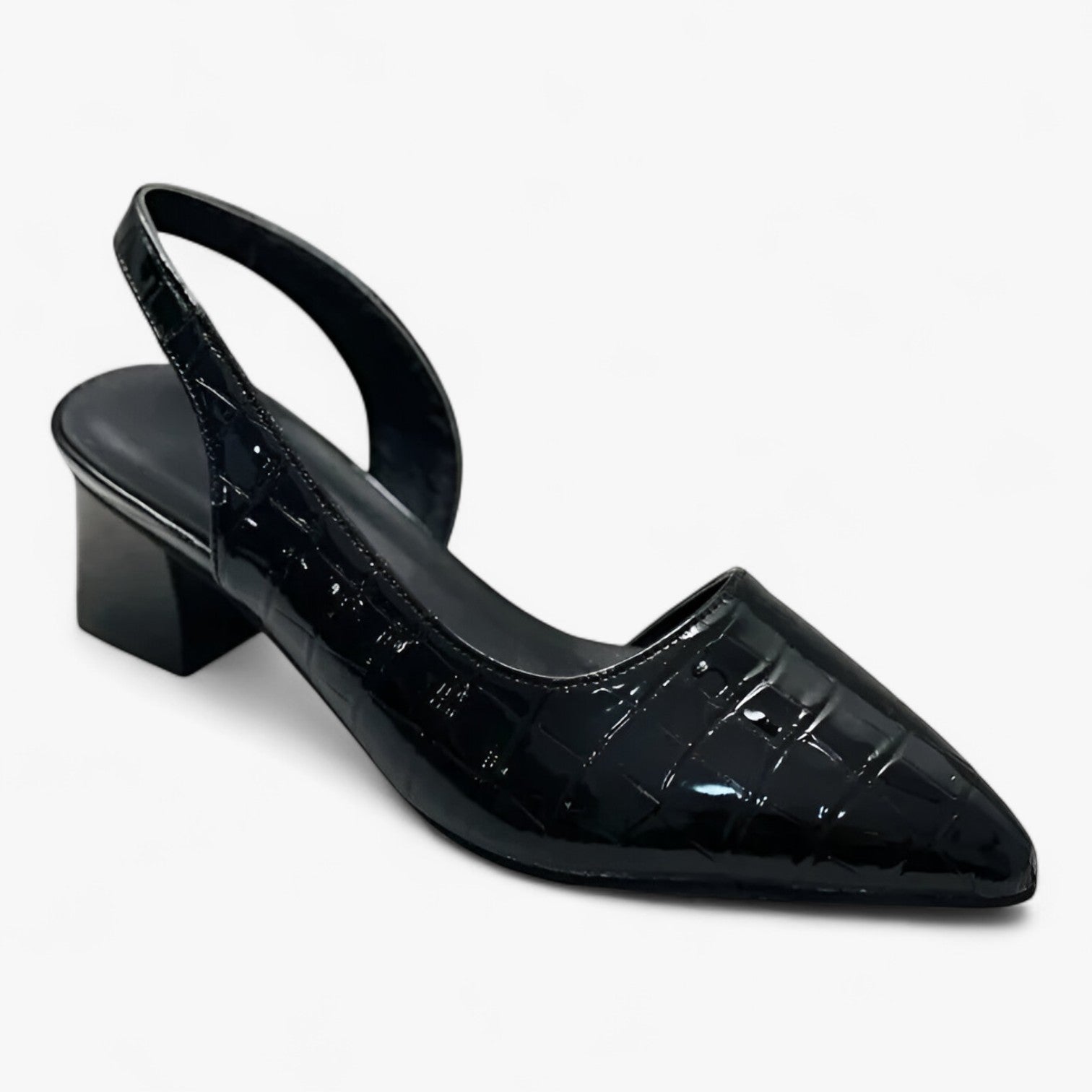 Scarpe con Tacco - Design Croco, Piacere di Camminare - Nero - ALLE bestsellers17-6 camminare croco Crystalli Damen Damenformelle Schuhe Damenkollektion Damenschuhe design new bestseller orthorelief piacere scarpe scarpe tacco shoes tacco zomer2024 - Concept Palermo