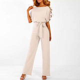 Vloeiende Elegante Dames Jumpsuit met Brede Tailleband, Perfect