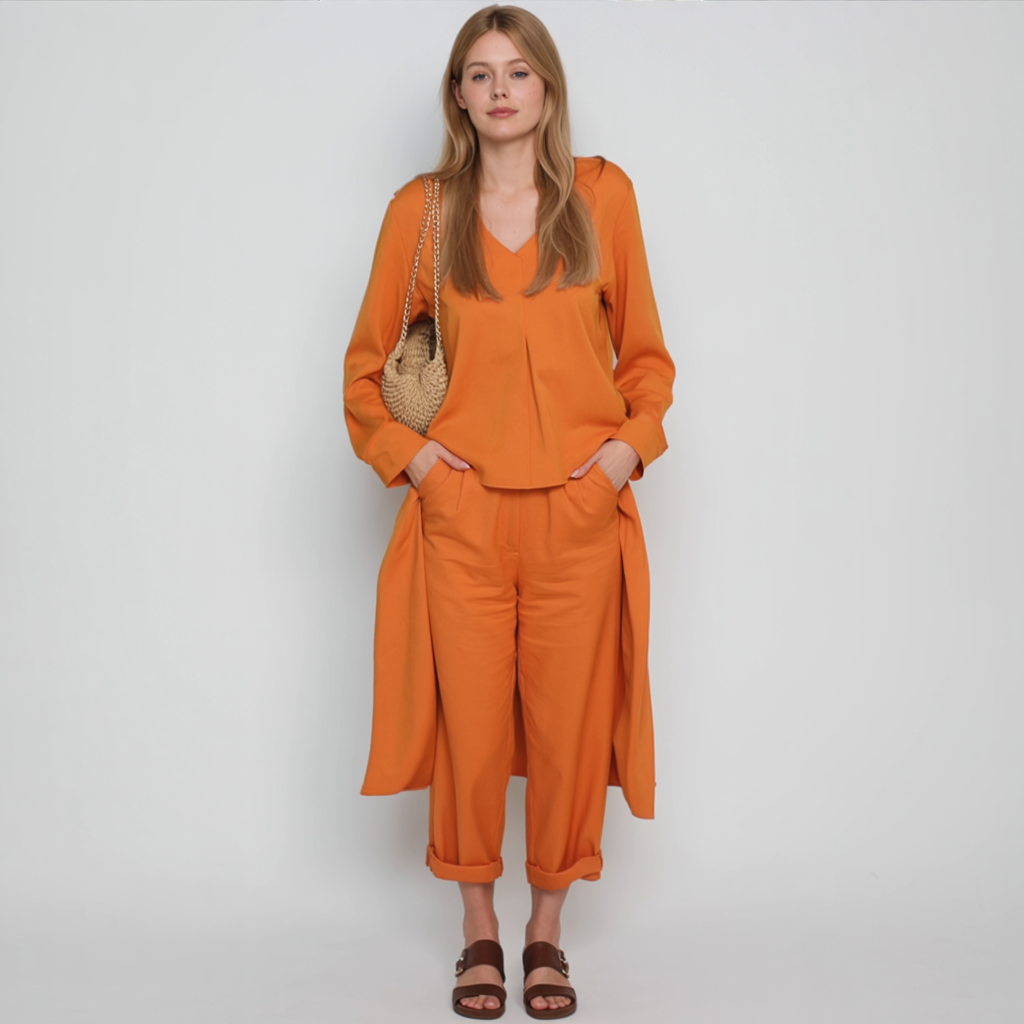 Completo Elegante Donna Morbido Due Pezzi con Pantaloni e Blusa Comoda - - abbigliamento chic abbigliamento leggero completo completo donna completo elegante completo estivo donna fashion femminile moda curvy outfit sets outfit versatili pezzi set a due pezzi stile casual stile formale - Concept Palermo