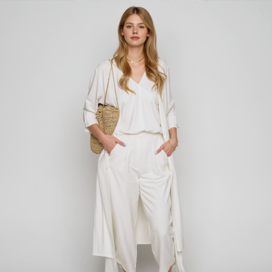 Completo Elegante Donna Morbido Due Pezzi con Pantaloni e Blusa Comoda - - abbigliamento chic abbigliamento leggero completo completo donna completo elegante completo estivo donna fashion femminile moda curvy outfit sets outfit versatili pezzi set a due pezzi stile casual stile formale - Concept Palermo