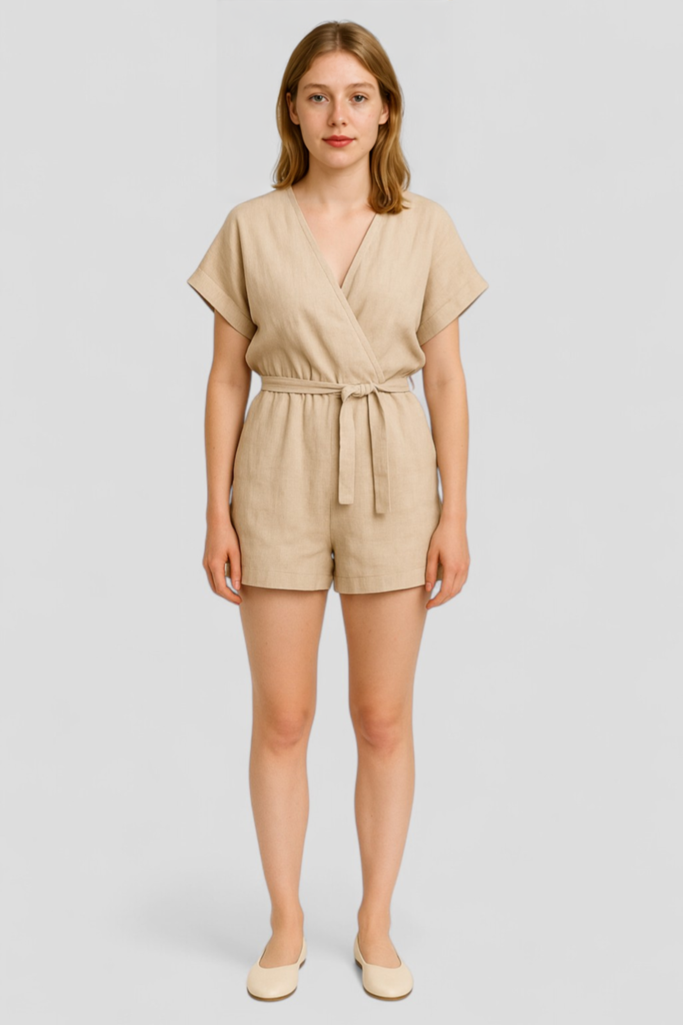 Jumpsuit Estivo in Lino per Donna - - abbigliamento estivo cintura in vita design raffinato donna elegante estivo forte freschezza jumpsuit jumpsuit estivo lino look casual maniche corte occasioni informali one-pieces playsuit estivo versatile - Concept Palermo