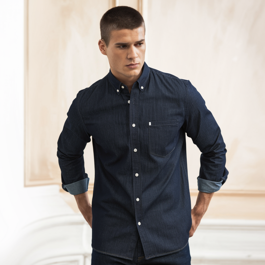 Camicia in Denim Axel per Uomo - Versatile per Tutte le Occasioni - - axel camicia camicia denim denim men's top clothes occasioni uomo versatile - Concept Palermo