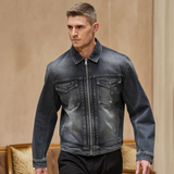 Heren Denim Jas Blauw Klassiek Veelzijdig van Katoen, Maten S-XL