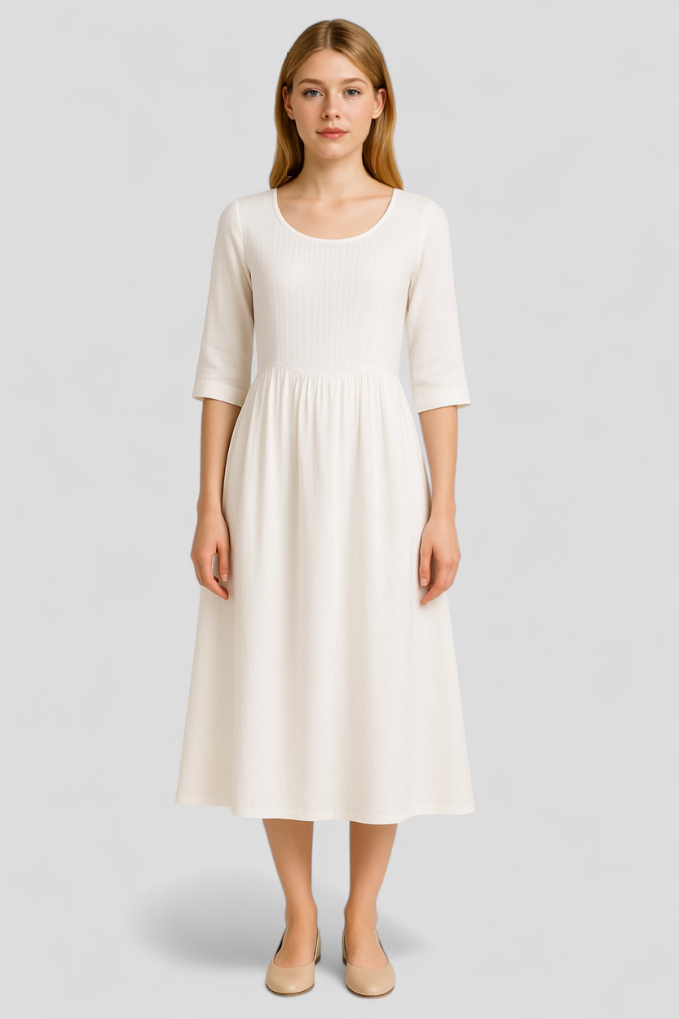 Abito Donna Estivo in Lino Comodo Cotone - - abbigliamento casual abito abito donna abito estivo abito versatile comfort cotone donna dresses estivo fashion estivo lino maniche a tre quarti scollatura quadrata stile taglie comode - Concept Palermo