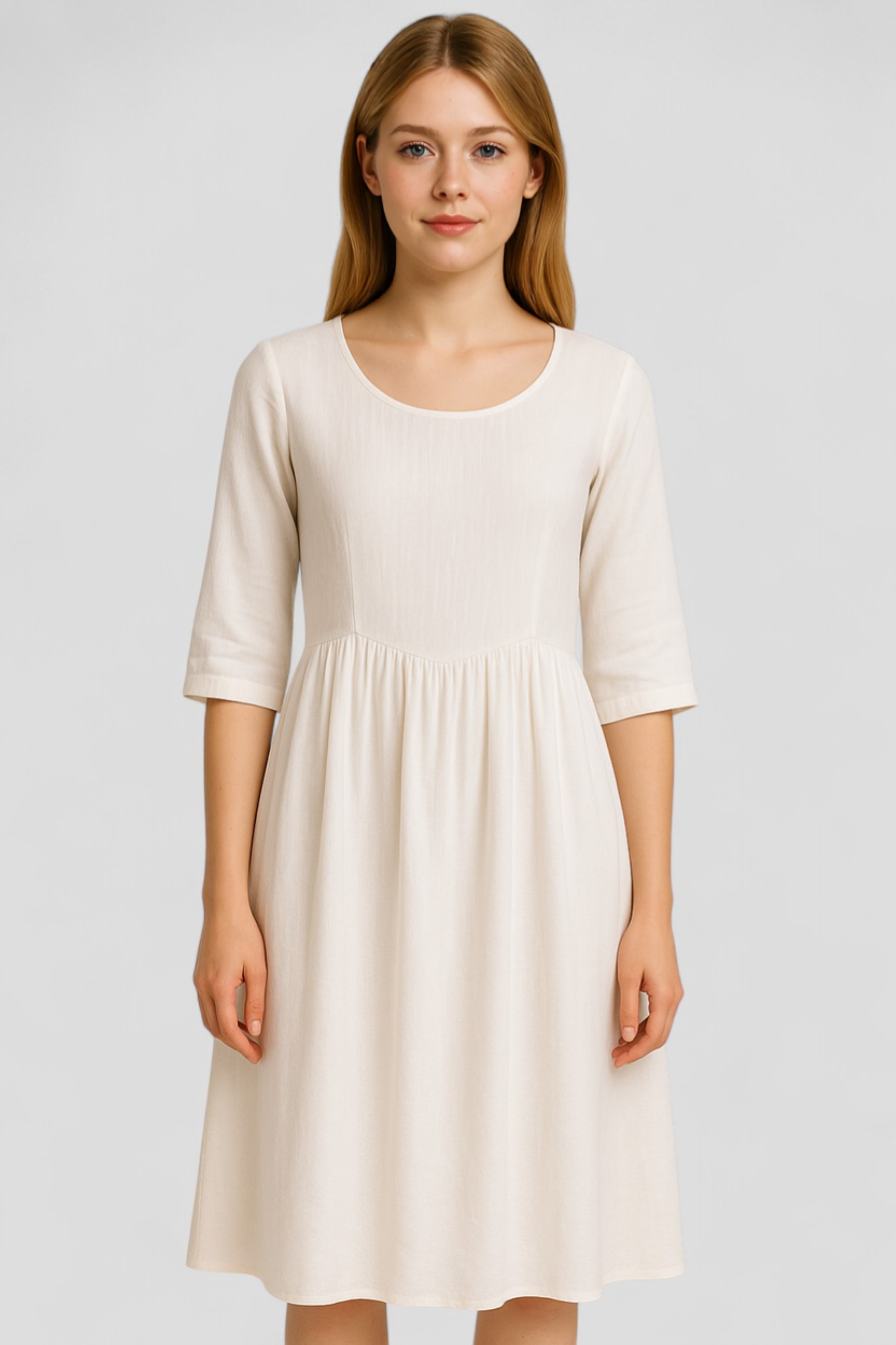 Abito Donna Estivo in Lino Comodo Cotone - - abbigliamento casual abito abito donna abito estivo abito versatile comfort cotone donna dresses estivo fashion estivo lino maniche a tre quarti scollatura quadrata stile taglie comode - Concept Palermo