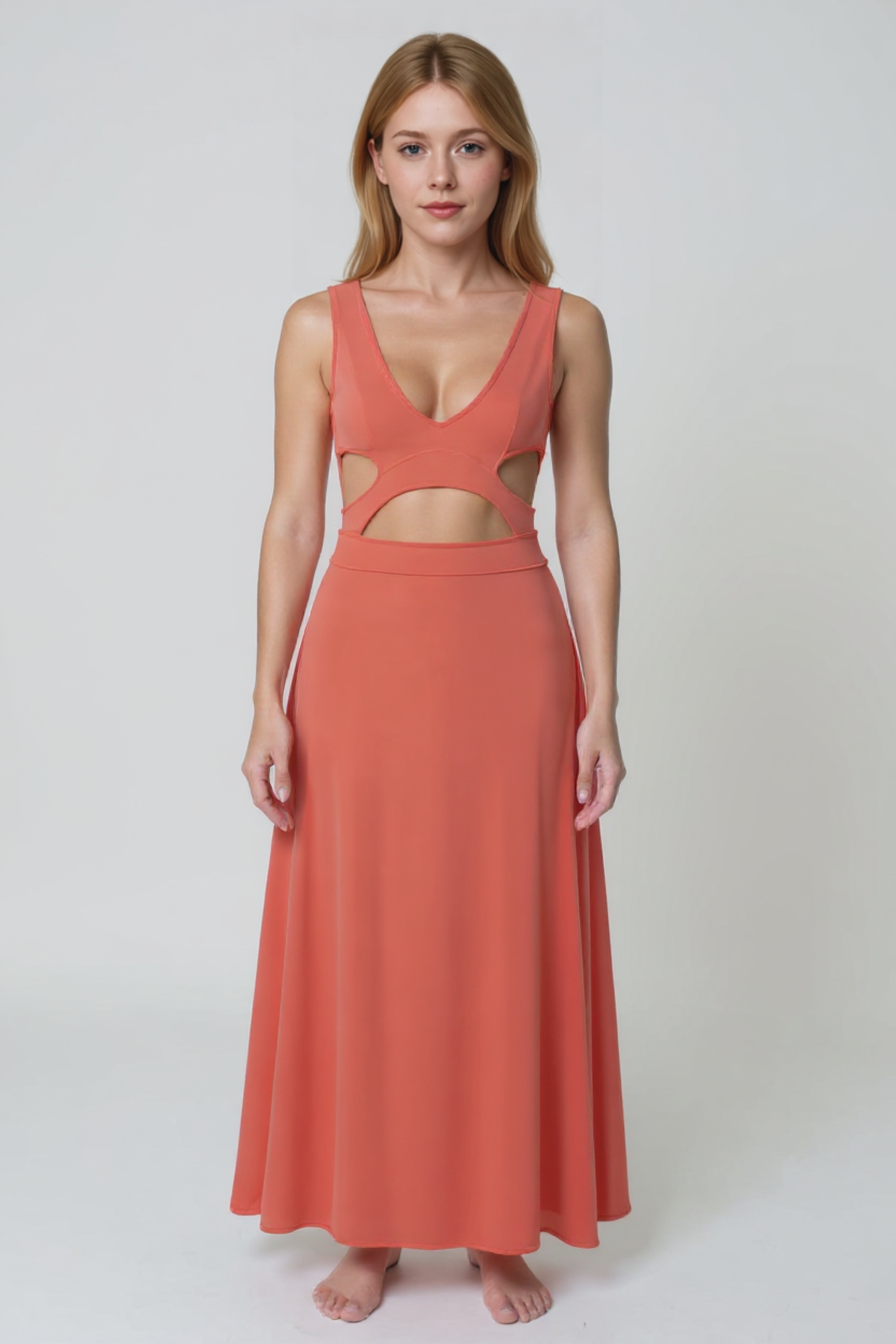 Abito Maxi Cut-Out in Cotone per Donna - - abbigliamento femminile abito abito elegante abito estivo cotone design cut-out donna dresses moda estate scollatura profonda vestito in cotone vestito maxi - Concept Palermo