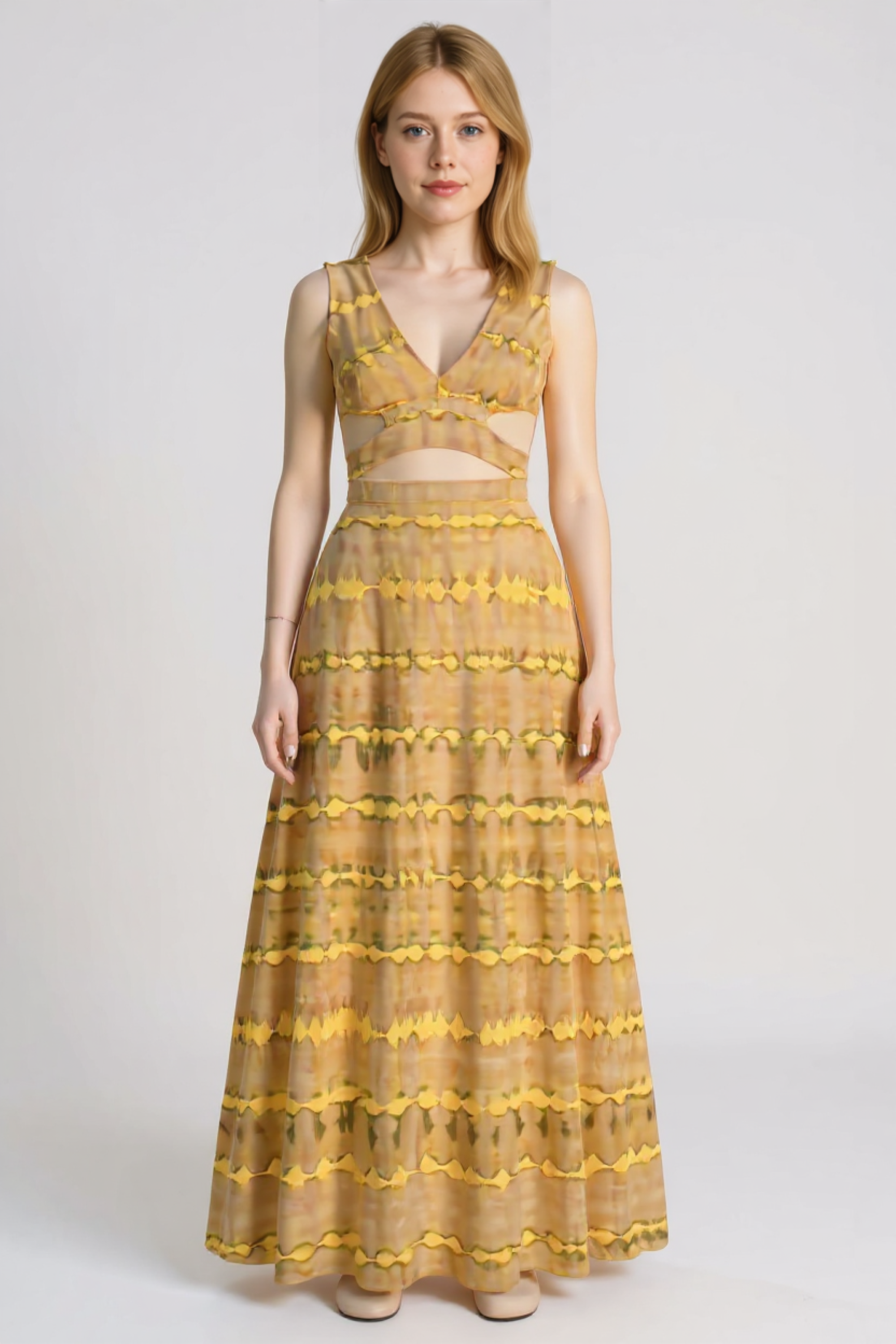 Abito Maxi Cut-Out in Cotone per Donna - - abbigliamento femminile abito abito elegante abito estivo cotone design cut-out donna dresses moda estate scollatura profonda vestito in cotone vestito maxi - Concept Palermo