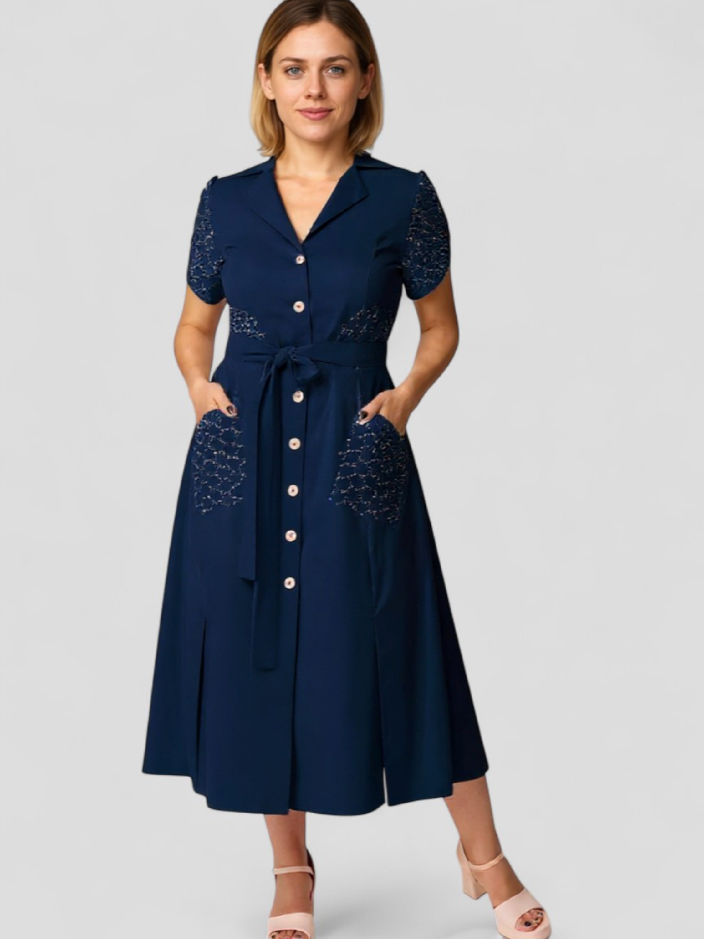 Vestito Donna Casual con Decolteo a V - - abbigliamento donna abito estivo casual colore rosa e blu decolteo decolteo a V donna dresses moda versatile stile elegante taglie disponibili tessuto leggero vestito vestito casual vestito donna vita regolabile - Concept Palermo