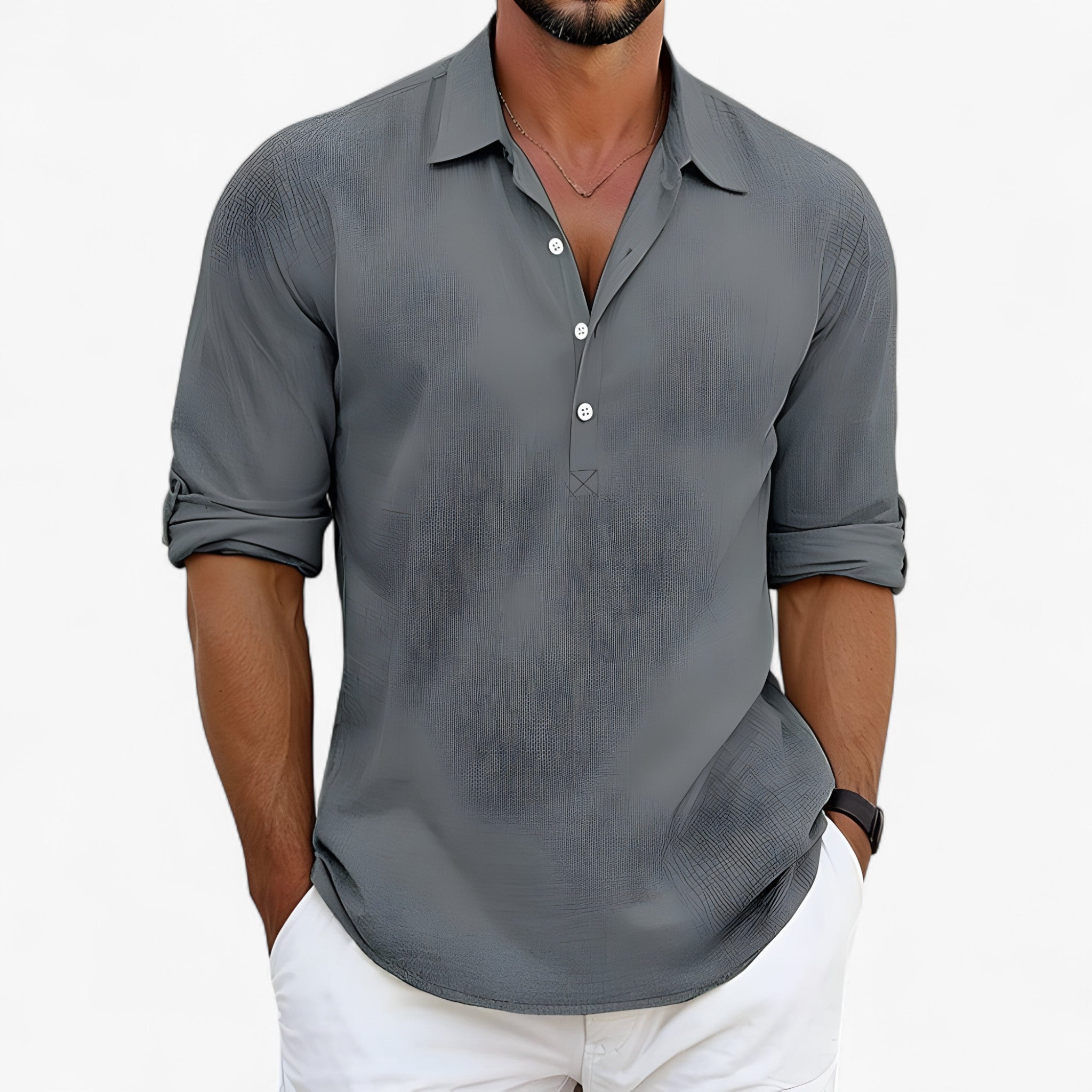 Camicia estiva Pelle Uomo - Grigio - camicia camicia estiva estiva men's summer outfit men's top clothes pelle Shirts und Polos Summer uomo - Concept Palermo